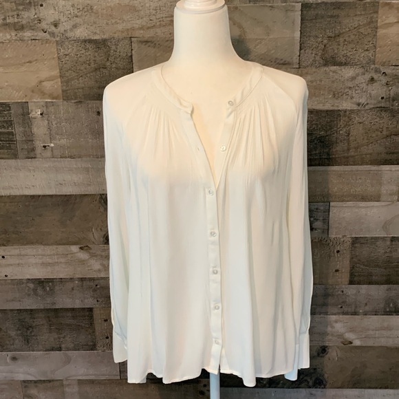 Express Long Sleeve Button Down Flowy Boho Top - Picture 8 of 15